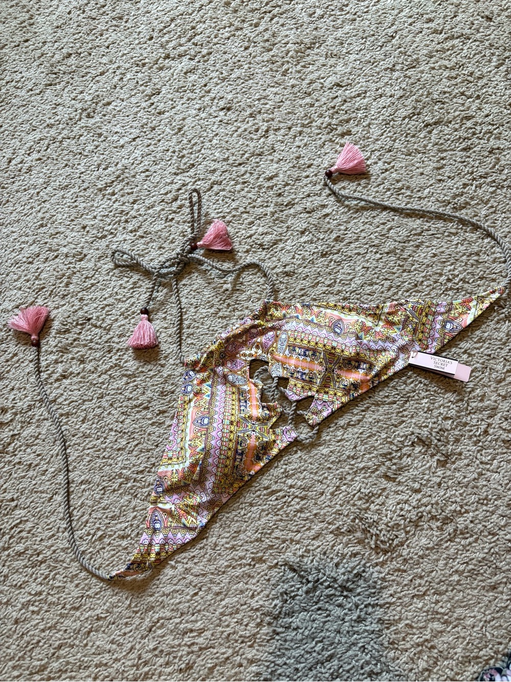 Victoria’s Secret paisley patterned tassel bikini top